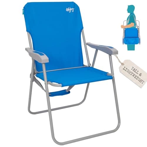 #WEJOY Chaise de plage pliante pour adultes, chaise de plage légère avec bretelles, chaises de plage à dossier haut avec accoudoir dur, supporte 300 lb pour...