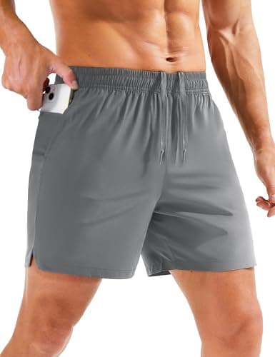 MAGCOMSEN Short de randonnée imperméable à séchage rapide pour homme de 12,7 cm, short actif en plein air avec poches zippées, gris moyen 34