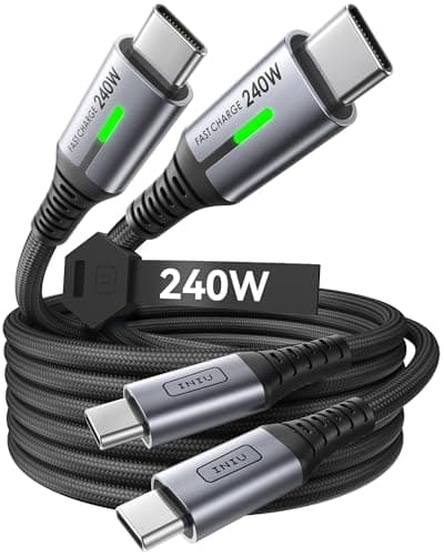 INIU USB C to USB C Cable, 240W Fast Charging Type C Charger Cord, Braided USBC Phone Charger Cable for Laptop iPhone 17 16 15 Pro Max Samsung S26...