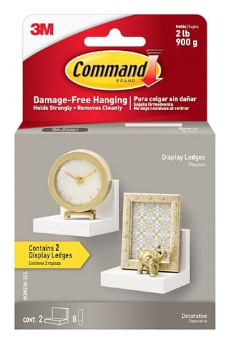 Etagères murales flottantes Command Display, 2 rebords 8 bandes, décoration sans dommages, Quartz