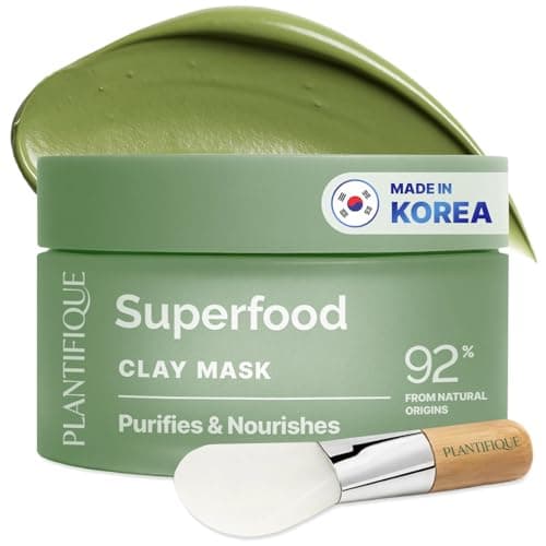 Masque à l'argile PLANTIFIQUE à l'avocat et aux superaliments - Masques coréens Produits de soins de la peau - Testé dermatologiquement - Mas...