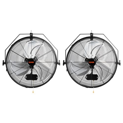 Ventilateur mural VEVOR, 2 PCS 18 pouces étanche, 3 vitesses haute vitesse Max. Ventilateur mural industriel 4000 CFM pour intérieur, commercial, résidentiel,...