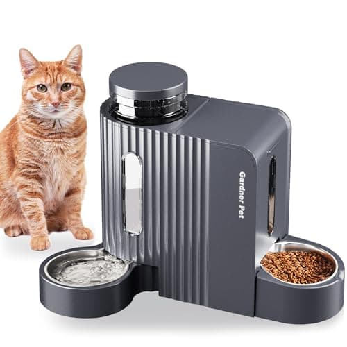 Gardner Pet Distributeur automatique de nourriture et d'eau par gravité pour chat, ensemble 2 en 1 en acier inoxydable, distributeur de grande capacité pour animaux de compagnie, chiens, chiots,...