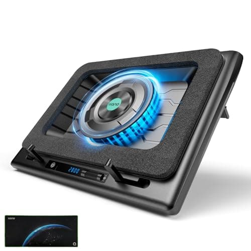 llano Gaming Laptop Cooling Pad Cooler Stand avec ventilateur externe de 5,5 pouces Vitesse réglable Contrôle tactile 3 ports USB Régulation rapide de la température pour...
