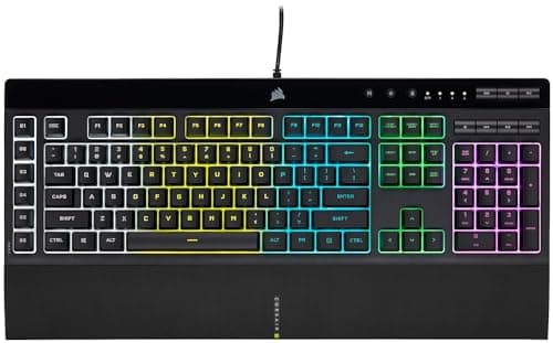 Clavier de jeu filaire à membrane CORSAIR K55 RGB PRO – Disposition QWERTY US, IP42 résistant à la poussière et aux éclaboussures – 6 touches macro avec intégration Elgato – iCUE...
