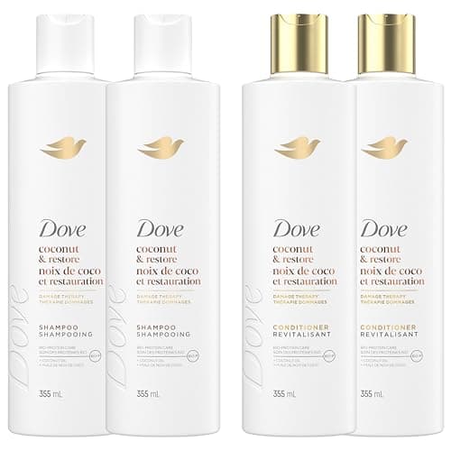 Dove Coconut Restore Shampoo & Conditioner for Damaged Hair, with Liquid Bio-Protein Care, 355 ML (2 Shampoo + 2 Conditioner)