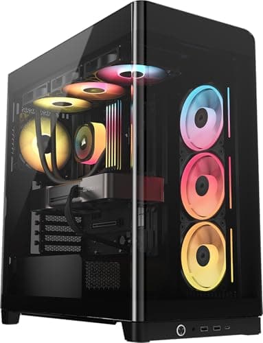 Boîtier PC moyenne tour en verre panoramique CORSAIR Frame 4500X LX-R RGB Link - Système de montage InfiniRail, compatible avec deux radiateurs de 360 ​​mm, anti-affaissement GPU, 3X...