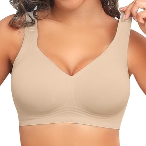 PoseFree Jelly Soutiens-gorge pour femme Couverture complète Soutien complet et soulèvement sans armatures Dos lissant Bralette Soutien-gorge de tous les jours (Nude, XL)