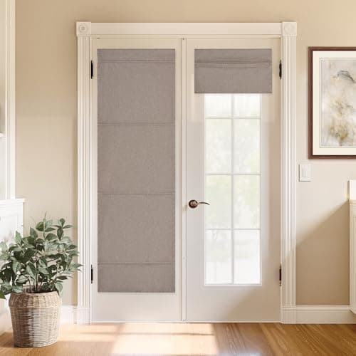 StangH Linen Cordless Blackout Roman Shade, Magnetic Lift Total Room Darkening Blind for Doors No Drill UV Protection Window Treatment for Bedroom...