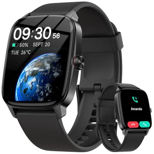 Smart Watches for Men Women with Bluetooth Calling, Heart Rate Sleep Monitor, 1.85 Inch Screen, DIY Dial, 100+ Sports Modes, AI Built-in Fitness...