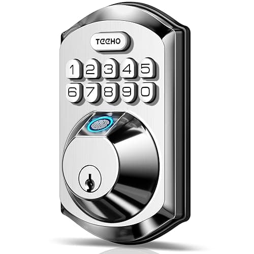 TEEHO TE002 Serrure de porte à empreinte digitale, pêne dormant à clavier électronique d'entrée sans clé intelligent pour porte d'entrée - Verrouillage automatique - Facile à utiliser...