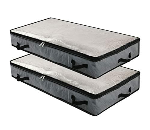 2pcs Foldable Under Bed Storage Bags Blankets Clothes Comforters Storage Bags Organizer for Bedroom and Closet with Transparent Window, 4 Handles,...