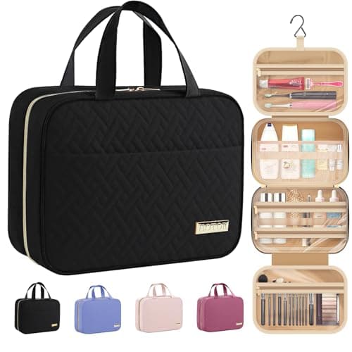 Trousse de toilette de voyage HOTOR - Trousse de toilette avec crochet de suspension pour femmes et hommes, trousse de maquillage/grand compartiment, étanche pour Tr...