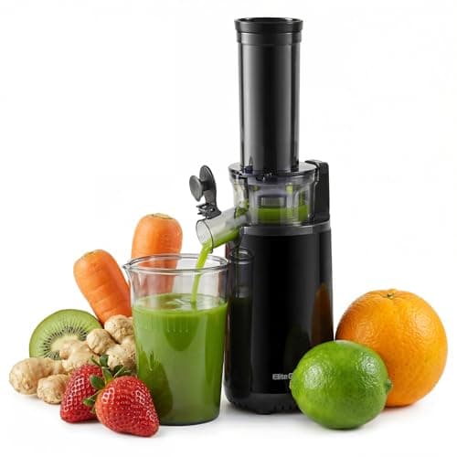 Elite Gourmet EJX600 Mini Compact Small Space-Saving Masticating Slow Juicer Cold Press Juice Extractor, Nutrient and Vitamin Dense, BPA-Free...
