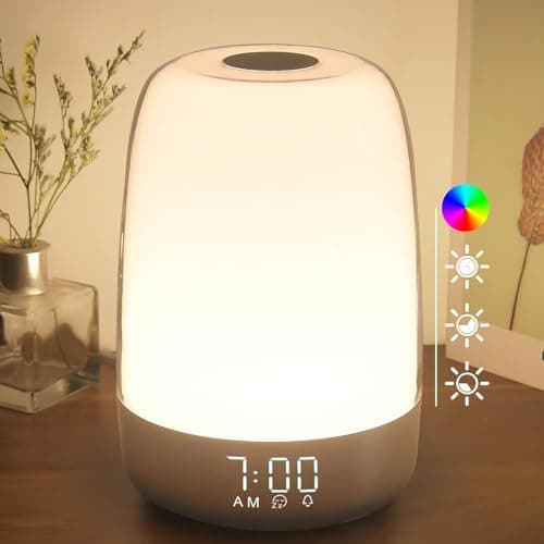 Winshine Touch Wake Up Night Light avec réveil de simulation de lever du soleil, lampe de chevet blanc chaud à intensité variable à 3 voies pour K...