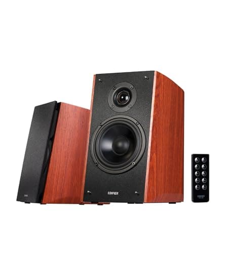 Edifier R2000DB Enceintes d'étagère Bluetooth actives 2.0 Enceintes de moniteur de studio sans fil en champ proche - 120 Watts RMS avec grand woofer de 5″ - Bois