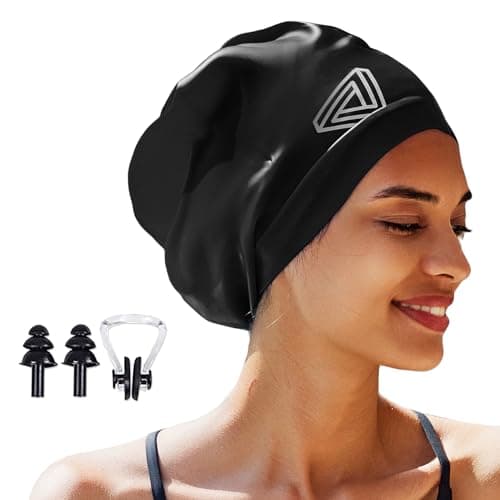 Grand bonnet de bain, adapté aux hommes et aux femmes, bonnet de bain spécialement conçu, adapté aux cheveux bouclés et tresses très longs et épais, garde les cheveux au sec