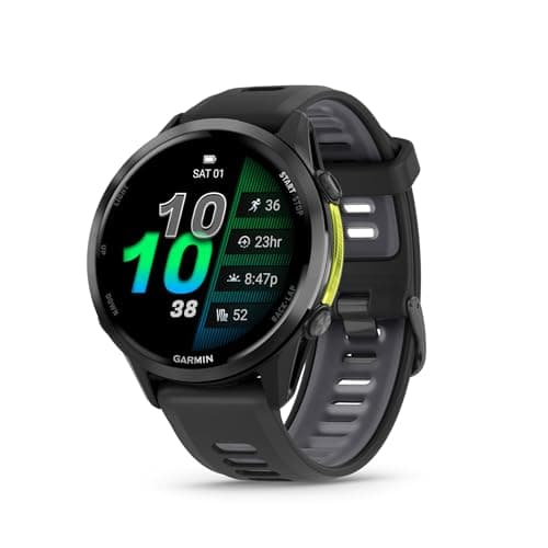 Garmin® Forerunner® 970, montre intelligente GPS de course et de triathlon haut de gamme, écran AMOLED, lampe de poche LED intégrée, titane DLC gris carbone avec...