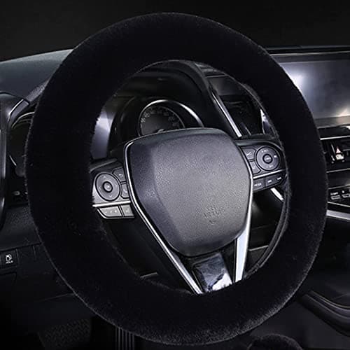 Couvre-volant universel en peluche en fibre, pour accessoires de voiture chauds en hiver, couvre-volant en peluche pour femmes et...