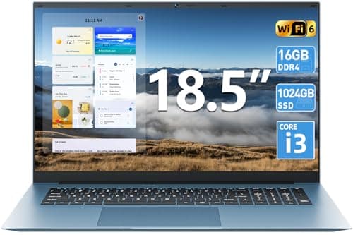 SGIN 18.5 Inch Laptops Computer, 16GB RAM 1024GB SSD Ordinateur Portable Win 11 Laptop, Core i3 Processor, 180° Open Angle, Type-C, 8000mAh, WiFi...
