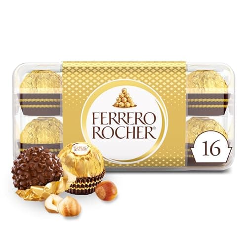 Coffret cadeau de chocolat fin aux noisettes FERRERO ROCHER ; 16 chocolats emballés individuellement ; 200g