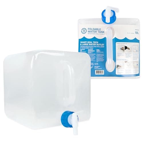 72HRS Foldable Water Storage Container with Spigot and Handle, Food Grade Water Carrier Jug, Leakproof, Portable, Collapsible, Clear, for Camping...