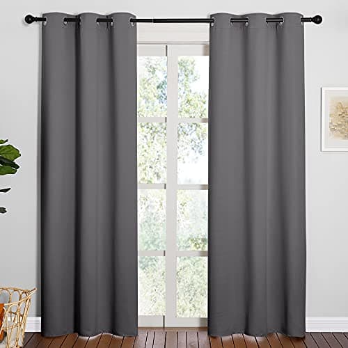 NICETOWN Rideaux occultants de 84 pouces de long, assombrissant la pièce, rideaux à œillets à isolation thermique, 2 panneaux pour fenêtres de salon de chambre à coucher (42 x 84...