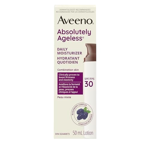 Aveeno Absolutely Ageless Daily Moisturizer SPF 30, Anti Aging, Face, Winkle Cream, Antioxidant Blackberry Complex; Vitamin C & E,Bottle, Pack of...