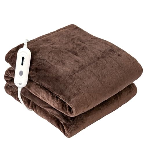 Tefici Electric Heated Blanket Throw,Super Cozy Soft Flannel 50" x 60" Heated Throw with 3 Fast Heating Levels & 4 Hours Auto Off,Machine...