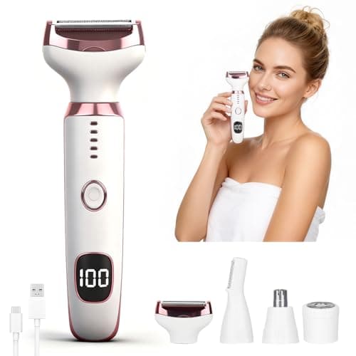 Beanify 2026 Rasoir électrique à affichage LED pour femmes et hommes, rasoir électrique humide et sec pour femmes, rasoirs corporels indolores 4 en 1, sans fil...