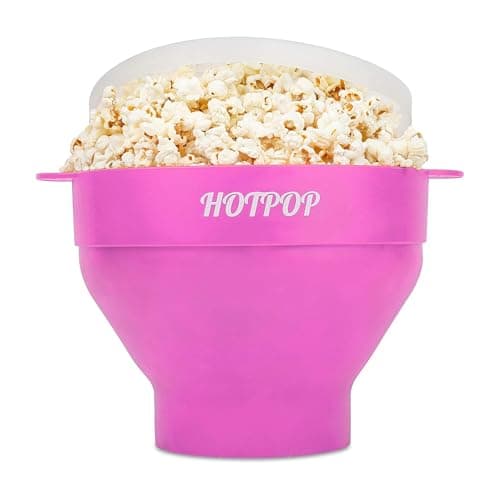 The Original HOTPOP Microwave Popcorn Popper, Silicone Popcorn Maker, Collapsible Bowl BPA Free & Dishwasher Safe (Pink)