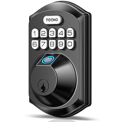 TEEHO TE002 Fingerprint Door Lock, Smart Keyless Entry Electronic Keypad Deadbolt for Front Door - Auto Lock - Easy Installation - Matte Black