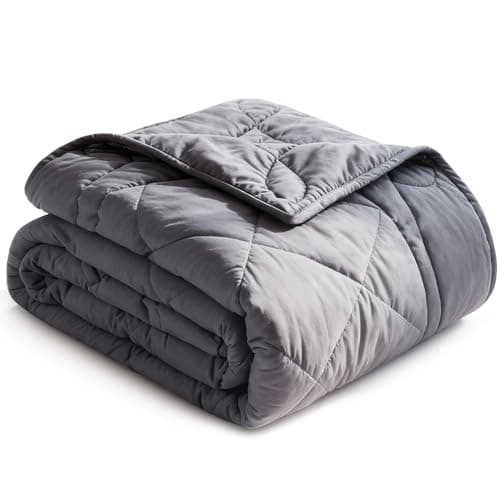 JOLLYVOGUE Weighted Blanket (15lbs, 60''x80''), Heavy Blanket Washable for Adult with Premium Glass Beads-Grey
