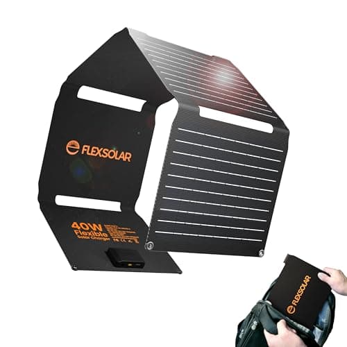 Chargeurs de panneaux solaires portables FlexSolar 40 W améliorés avec sorties PD2.0 USB-C, QC3.0 USB-A et DC Pliable IP67 étanche Alimentation d'urgence Camping...