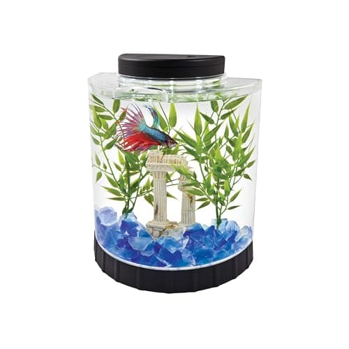 Tetra Betta Fish Aquarium Kit, 1.1 Gallon Half Moon Curved Fish Tank, 4.6 x 9.1 x 9.9 Inches