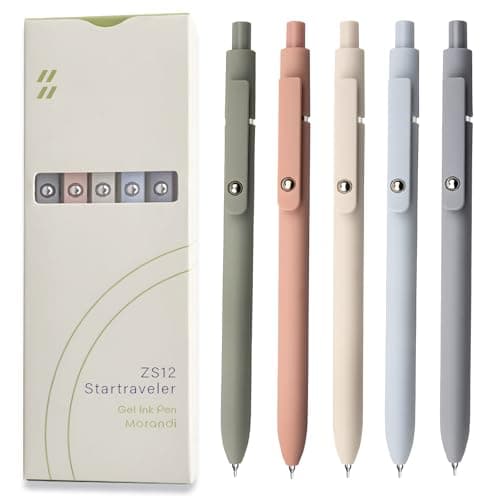 UIXJODO Gel Pens, 5 Pcs 0.5mm Black Ink Pens Fine Point Smooth Writing Pens, High-End Series Retractable Pens for Journaling Note Taking, Cute...