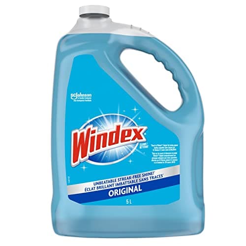 Windex Original Blue Window, Glass and Mirror Cleaner Refill, Removes Fingerprints, Smudges, and Smears, Surface Cleaner Shine Spray, 5L