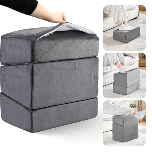 Repose-pieds pour sous le bureau au travail, repose-pieds réglable pour chaise de bureau et chaise de jeu, repose-pieds ergonomique, repose-pieds de bureau avec housse lavable...