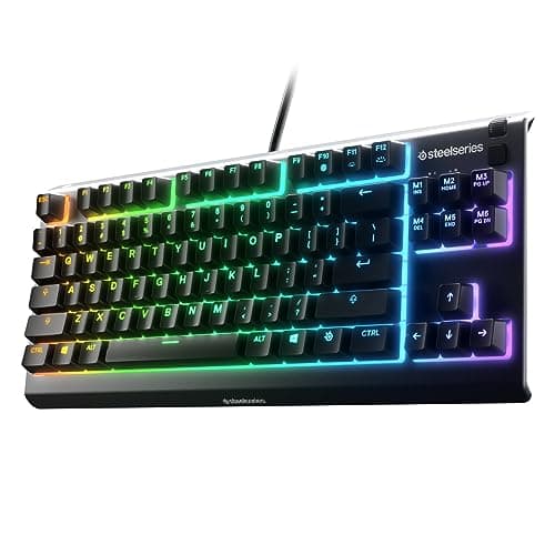 Clavier de jeu SteelSeries Apex 3 TKL RGB – Facteur de forme compact sans dix touches – Éclairage RVB à 8 zones – Résistant à l'eau et à la poussière IP32 – Silencieux...