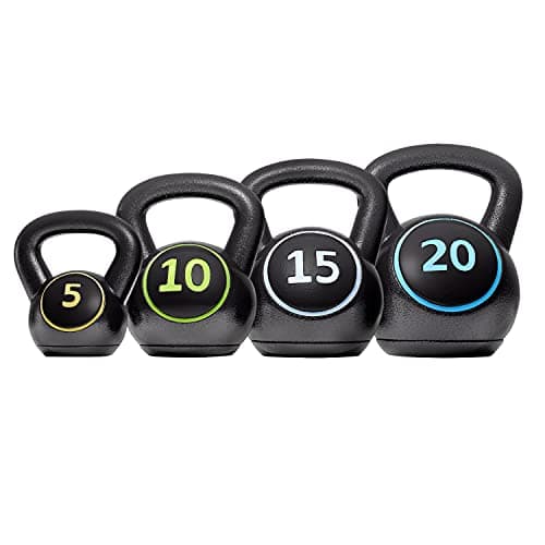 Yaheetech 4-Piece Kettlebell Set, Exercise Fitness Kettlebells Weight Set w/Textured Grip Wide Handle & HDPE Bottom for Women & Men Full Body...
