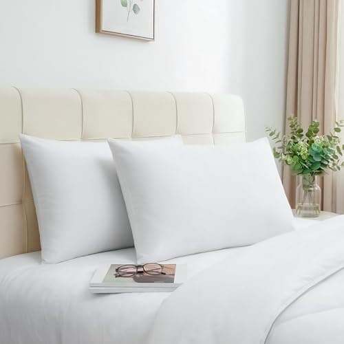 Organic Cotton Percale Pillowcase Set Queen Size 2 Pack, Breathable White Cotton Pillow Cases with Envelope Closure, Soft Durable Pillow Covers for...
