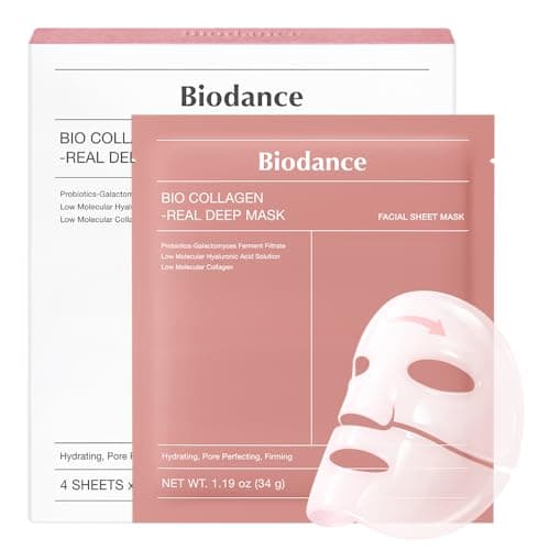 BIODANCE Bio-Collagen Real Deep Mask, masque hydrogel hydratant de nuit le plus vendu pour une peau vitreuse et brillante, minimisation des pores, amélioration de l'élasticité,...