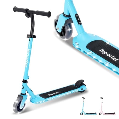 Aero iSporter Kids Electric Scooter | Hand Accelerator & LED Lights | Electric Scooters for Boys Girls Ages 6-10 | Rubber Deck Mat, Battery...