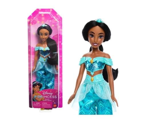Mattel Disney Princess Jasmine Doll in Sparkling Fashion with Removable Pants, Tiara and Shoes, Posable & Collectible, Inspired by Aladdin Movie