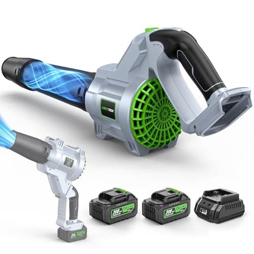 LUCKYTECH Leaf Blower Cordless, 680CFM Leaf Blowers with 2 x 4.0Ah Batteries & Charger, 5-Speed Brushless Motor, Lightweight Snow Blower Grass...