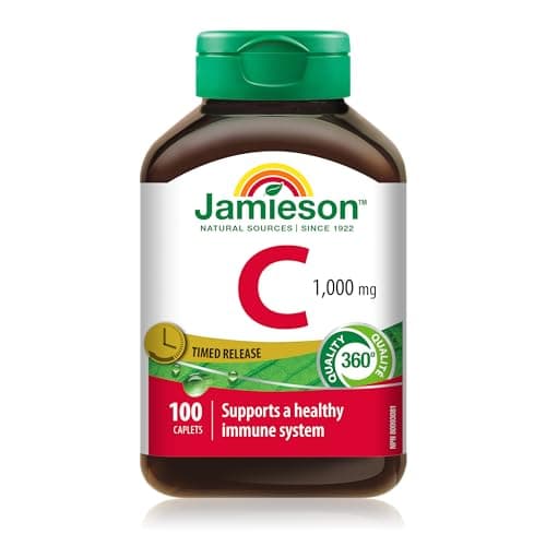 Jamieson Vitamin C 1,000 mg Timed Release Caplets, Supports Immune Health, Strong Teeth and Bones. Gradual Release of Vitamin C Throughout the Day,...