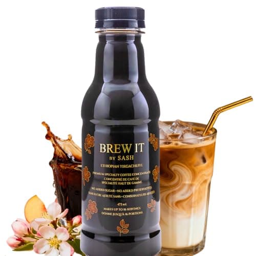 Brew It by Sash Ethiopian Yirgacheffe Premium Specialty Cold brew coffee Concentrate, No Additives, Cold Brewed, 473mL, Makes 16-20+ Servings