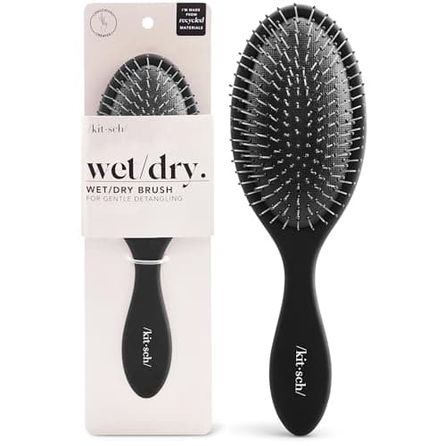 Brosse à cheveux démêlante Kitsch pour cheveux mouillés et secs, cheveux bouclés ou raides, brosse démêlante avec brosse à cheveux flexible Bris...