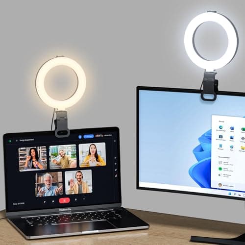 Ring Light for Computer Video Conference - Webcam Light for Monitor Clip On Remote Working Distance Learning Zoom Call Self Broadcasting and Live...