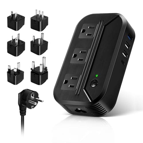Power Converter 2300W International Step Down Voltage 220V/240V to 110V/120V w/ 4 USB 3 AC Outlets 7 Travel Plug Adapter EU/US/AU/IT/UK/IN/S....